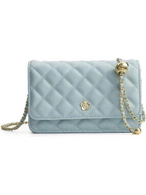 Women’s Blue PU Leather Crossbody Purse Evening Chain Strap Shoulder Bag